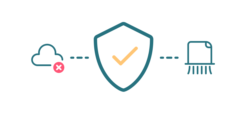 Privacy shield icon representing RAM-only storage